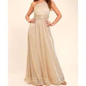 Gold One Shoulder Maxi Dress